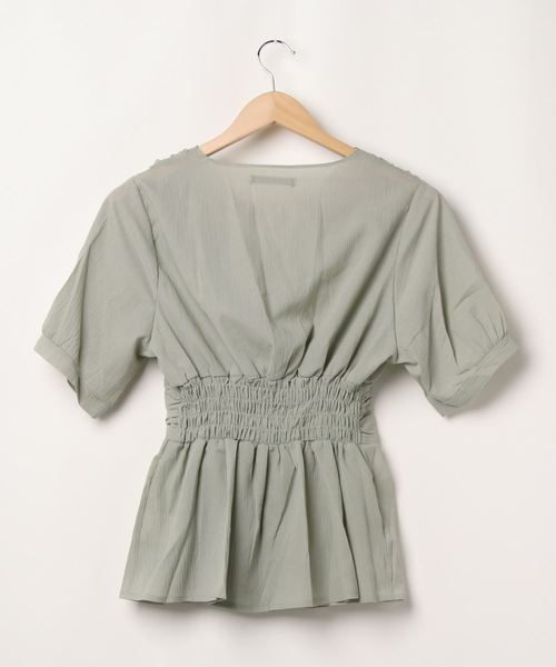 SpRay（スプレイ）の「【WEB限定】楊柳ペプラムカシュクールTOPS（シャツ/ブラウス・レディース・ホワイト/ブラック/サックスブルー/ミント・FREE）」の5枚目の写真