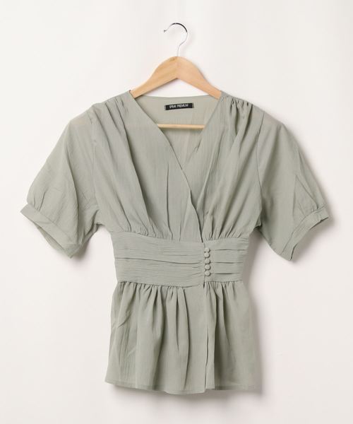SpRay（スプレイ）の「【WEB限定】楊柳ペプラムカシュクールTOPS（シャツ/ブラウス・レディース・ホワイト/ブラック/サックスブルー/ミント・FREE）」の20枚目の写真