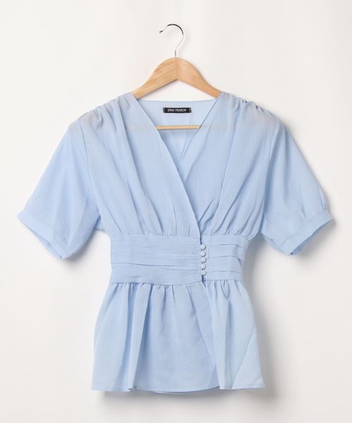 SpRay（スプレイ）の「【WEB限定】楊柳ペプラムカシュクールTOPS（シャツ/ブラウス・レディース・ホワイト/ブラック/サックスブルー/ミント・FREE）」の21枚目の写真