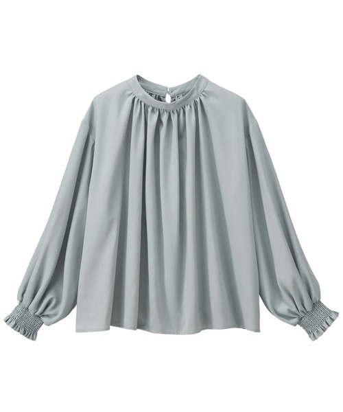 GeeRA(ジーラ)の「ハイネックギャザーバルーンスリーブブラウス(シャツ/ブラウス・レディース・オフホワイト/モカ/ドット/スモークピンク/グリーン/ブラウン/ブラック/ブルー/アイボリー/ブラック系その他・LARGE/MEDIUM/XX-LARGE/SMALL/X-LARGE)」の18枚目の写真