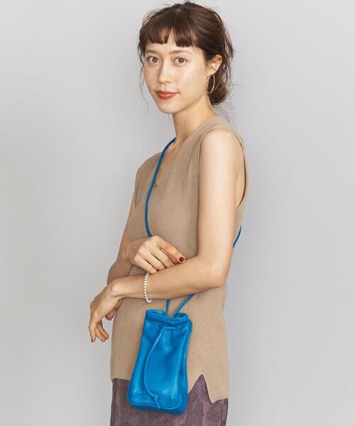 BEAUTY&YOUTH UNITED ARROWS（ビューティーアンドユースユナイテッドアローズ）の「BY レザーミニドロストショルダーバッグ о（ショルダーバッグ・レディース・ブラック/ターコイズブルー/ライトグレー・FREE）」の3枚目の写真