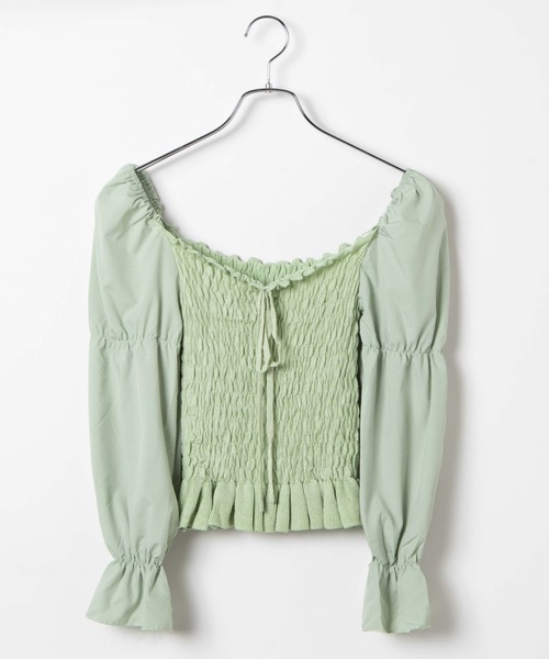 WEGO（ウィゴー）の「WEGO/スクエアネックシャーリングブラウス（シャツ/ブラウス・レディース・ホワイト/ブラック/グリーン系その他・FREE）」の12枚目の写真