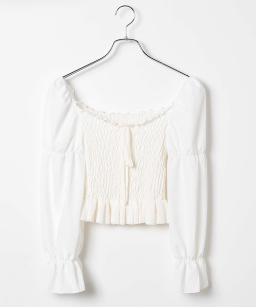 WEGO（ウィゴー）の「WEGO/スクエアネックシャーリングブラウス（シャツ/ブラウス・レディース・ホワイト/ブラック/グリーン系その他・FREE）」の7枚目の写真