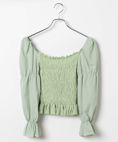 WEGO（ウィゴー）の「WEGO/スクエアネックシャーリングブラウス（シャツ/ブラウス・レディース・ホワイト/ブラック/グリーン系その他・FREE）」の14枚目の写真