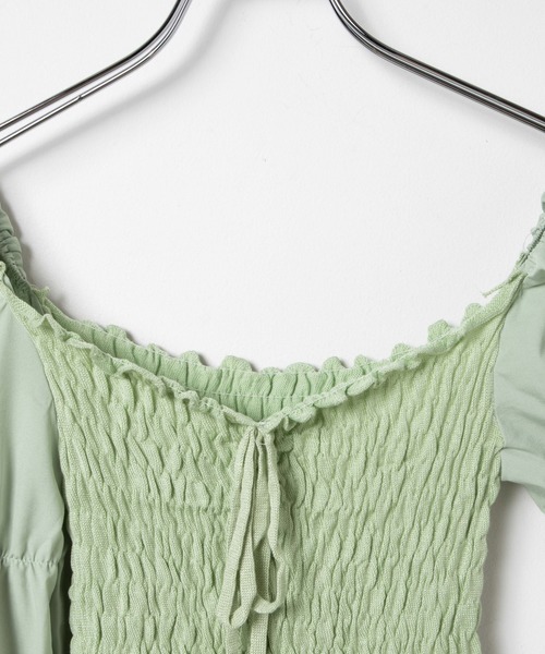 WEGO（ウィゴー）の「WEGO/スクエアネックシャーリングブラウス（シャツ/ブラウス・レディース・ホワイト/ブラック/グリーン系その他・FREE）」の8枚目の写真