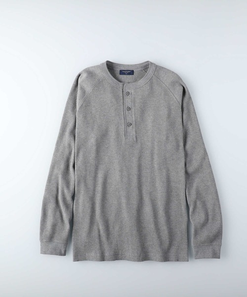 BACK NUMBER(バックナンバー)の「【BACK NUMBER】抗菌防臭ワッフルヘンリーネックロンT(Tシャツ/カットソー・メンズ・ホワイト/ベージュ/グレー・S/M/L/XL)」の9枚目の写真