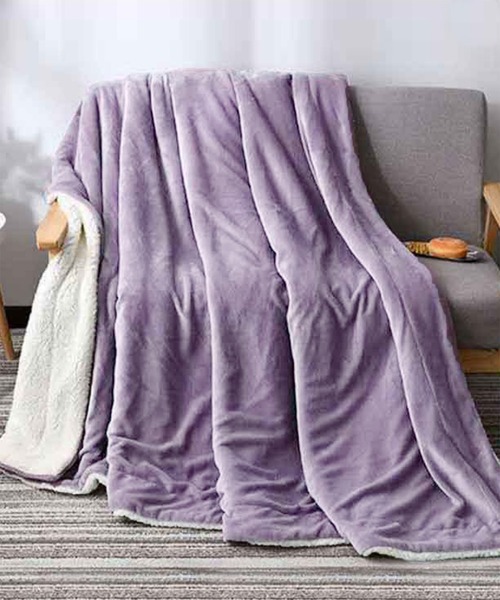 aimoha（アイモハ）の「大判シンプルブランケット (AW)（ブランケット・レディース・パープル/ネイビー/グレー/ピンク/チョコ/キャメル/ダークグレー/ブラウン/イエロー/ライトパープル・FREE/LARGE/SMALL）」の7枚目の写真