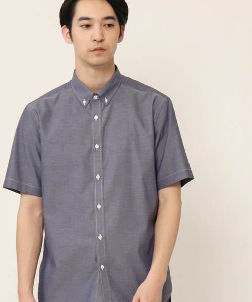 KASHIYAMA（カシヤマ）の「ボタンダウンショートスリーブ　ロイヤルオックス　カジュアルテイルシャツ（シャツ/ブラウス・メンズ・ネイビー/ホワイト・マルチサイズ）」の2枚目の写真