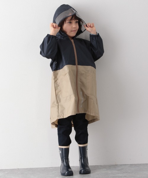 エレストリオフ ポンチョ風ダッフルコート ネイビー somari imaginationスタンドフードロングダッフルコート』