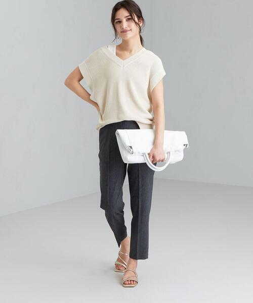 green label relaxing（グリーンレーベルリラクシング）の「◆FFC PE/LI/PU スティック パンツ（その他パンツ・レディース・ネイビー/レッド/モカ/ナチュラル・40/38/36/34）」の8枚目の写真