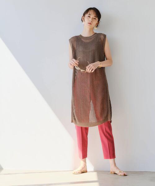 green label relaxing（グリーンレーベルリラクシング）の「◆FFC PE/LI/PU スティック パンツ（その他パンツ・レディース・ネイビー/レッド/モカ/ナチュラル・40/38/36/34）」の20枚目の写真