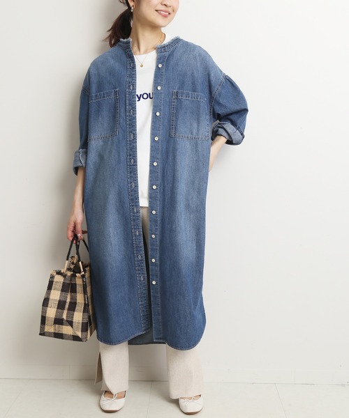 Le シャツワンピース Denim ロングワンピース Iena スローブイエナ のファッション Slobe Denim 洗濯機使用可能 Slobe