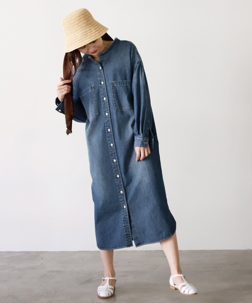 Le シャツワンピース Denim ロングワンピース Iena スローブイエナ のファッション Slobe Denim 洗濯機使用可能 Slobe