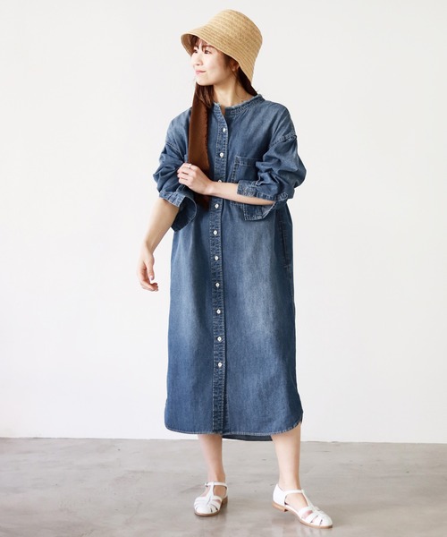 Le シャツワンピース Denim ロングワンピース Iena スローブイエナ のファッション Slobe Denim 洗濯機使用可能 Slobe