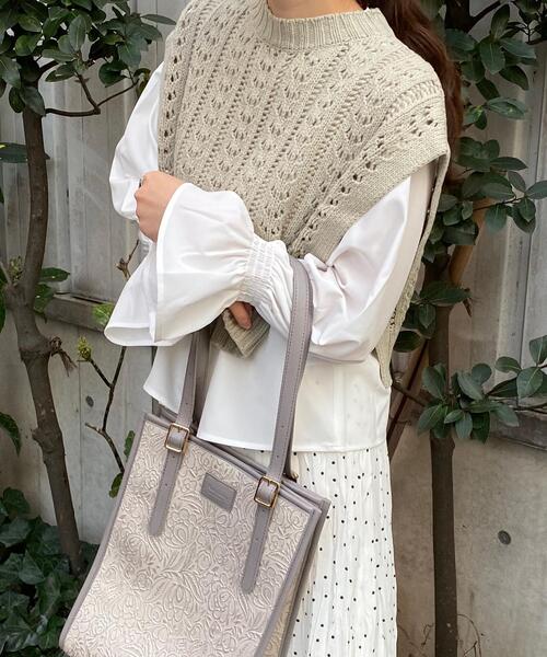 INGNI（イング）の「【セットアップ】スカシベスト＋ブラウスSET（ニット/セーター・レディース・ふじ色系9/ミント/アイボリー/ベージュ・M）」の3枚目の写真