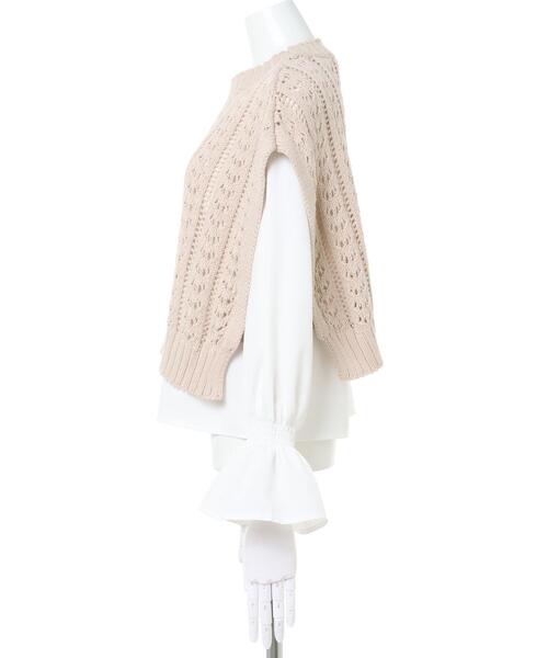 INGNI（イング）の「【セットアップ】スカシベスト＋ブラウスSET（ニット/セーター・レディース・ふじ色系9/ミント/アイボリー/ベージュ・M）」の6枚目の写真