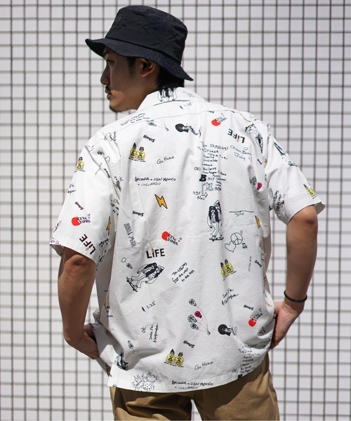 REMI RELIEF（レミレリーフ）の「【REMI RELIEF×Schott×Uncut Bound/レミレリーフ×ショット×アンカットバウンド】別注コラボアロハシャツ（シャツ/ブラウス・メンズ・ホワイト・SMALL/MEDIUM/LARGE/X-LARGE）」の3枚目の写真