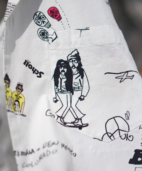 REMI RELIEF（レミレリーフ）の「【REMI RELIEF×Schott×Uncut Bound/レミレリーフ×ショット×アンカットバウンド】別注コラボアロハシャツ（シャツ/ブラウス・メンズ・ホワイト・SMALL/MEDIUM/LARGE/X-LARGE）」の5枚目の写真