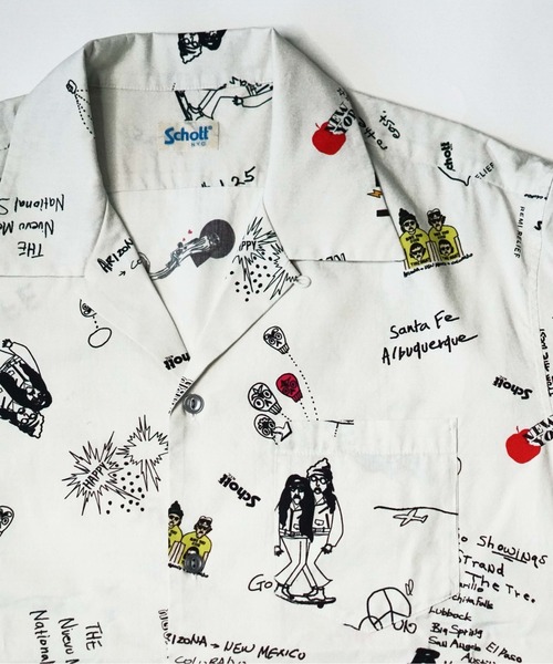 REMI RELIEF（レミレリーフ）の「【REMI RELIEF×Schott×Uncut Bound/レミレリーフ×ショット×アンカットバウンド】別注コラボアロハシャツ（シャツ/ブラウス・メンズ・ホワイト・SMALL/MEDIUM/LARGE/X-LARGE）」の2枚目の写真