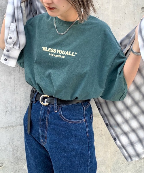 WHO'S WHO gallery（フーズフーギャラリー）の「【BLESS YOU/ブレスユー】ピグメント刺繍ロゴTEE（Tシャツ/カットソー・メンズ・ホワイト/アッシュグレー/ブラック/ネイビー/グリーン・FREE）」の5枚目の写真