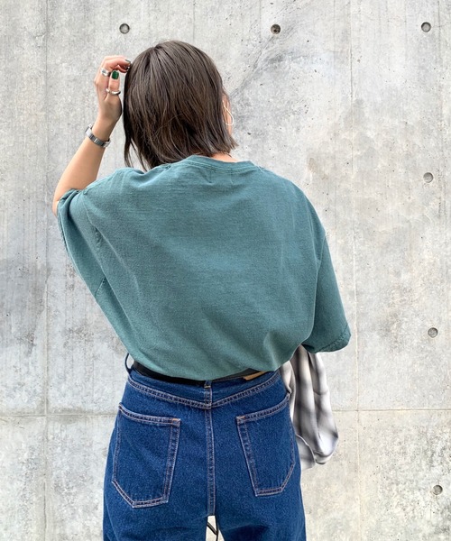 WHO'S WHO gallery（フーズフーギャラリー）の「【BLESS YOU/ブレスユー】ピグメント刺繍ロゴTEE（Tシャツ/カットソー・メンズ・ホワイト/アッシュグレー/ブラック/ネイビー/グリーン・FREE）」の6枚目の写真