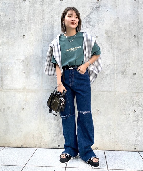 WHO'S WHO gallery（フーズフーギャラリー）の「【BLESS YOU/ブレスユー】ピグメント刺繍ロゴTEE（Tシャツ/カットソー・メンズ・ホワイト/アッシュグレー/ブラック/ネイビー/グリーン・FREE）」の8枚目の写真