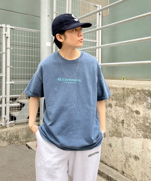 WHO'S WHO gallery（フーズフーギャラリー）の「【BLESS YOU/ブレスユー】ピグメント刺繍ロゴTEE（Tシャツ/カットソー・メンズ・ホワイト/アッシュグレー/ブラック/ネイビー/グリーン・FREE）」の10枚目の写真