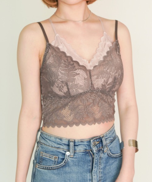 yuue' ( wear )(ユーイ)の「レイヤードレースキャミソール(キャミソール・レディース・ブラック/ベージュ/ラベンダー・FREE)」の2枚目の写真