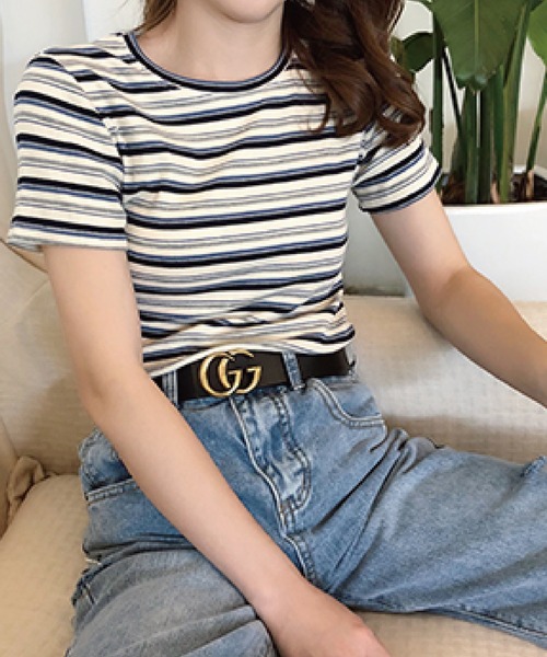 meJane（ミージェーン）の「マルチボーダーＴシャツ/カットソー【ZOZOTOWN限定】（Tシャツ/カットソー・レディース・ネイビー/ホワイト/イエロー・FREE）」の16枚目の写真