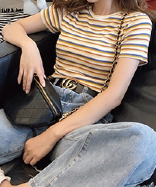 meJane（ミージェーン）の「マルチボーダーＴシャツ/カットソー【ZOZOTOWN限定】（Tシャツ/カットソー・レディース・ネイビー/ホワイト/イエロー・FREE）」の11枚目の写真