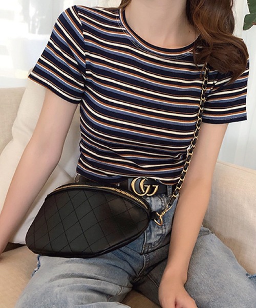 meJane（ミージェーン）の「マルチボーダーＴシャツ/カットソー【ZOZOTOWN限定】（Tシャツ/カットソー・レディース・ネイビー/ホワイト/イエロー・FREE）」の7枚目の写真