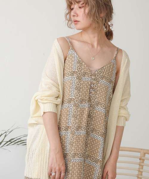 Bab（バブ）の「【WEB限定】パネルプリントキャミワンピース（ワンピース・レディース・ベージュ/ブラウン/ライトグリーン・38）」の8枚目の写真