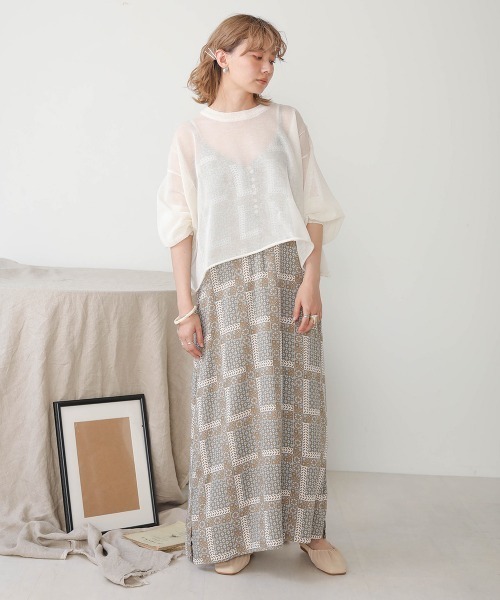 Bab（バブ）の「【WEB限定】パネルプリントキャミワンピース（ワンピース・レディース・ベージュ/ブラウン/ライトグリーン・38）」の15枚目の写真