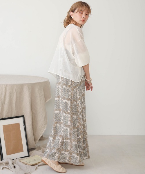 Bab（バブ）の「【WEB限定】パネルプリントキャミワンピース（ワンピース・レディース・ベージュ/ブラウン/ライトグリーン・38）」の21枚目の写真