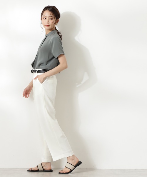 N.（N. Natural Beauty Basic）（エヌエヌナチュラルビューティーベーシック）の「【追加生産】◆ボウタイ風半袖ブラウス（シャツ/ブラウス・レディース・ベージュ/グリーン/ホワイト系1/ブラック系その他/ホワイト/ブラウン/ブルー・MEDIUM）」の19枚目の写真