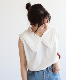 SLOBE citron. | SLOBE citron. フリルカラーノースリーブ【手洗い可能】◆(Tシャツ/カットソー)