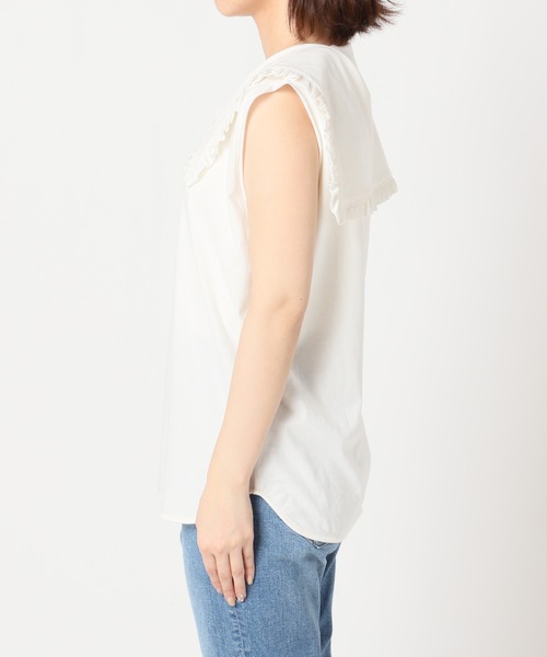 SLOBE citron.（スローブシトロン）の「SLOBE citron. フリルカラーノースリーブ【手洗い可能】◆（Tシャツ/カットソー・レディース・ホワイト/ブラック・FREE）」の19枚目の写真