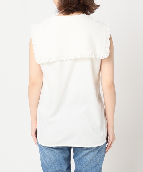 SLOBE citron.（スローブシトロン）の「SLOBE citron. フリルカラーノースリーブ【手洗い可能】◆（Tシャツ/カットソー・レディース・ホワイト/ブラック・FREE）」の13枚目の写真