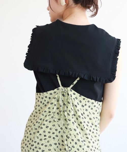 SLOBE citron.（スローブシトロン）の「SLOBE citron. フリルカラーノースリーブ【手洗い可能】◆（Tシャツ/カットソー・レディース・ホワイト/ブラック・FREE）」の11枚目の写真