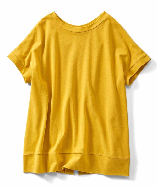 IEDIT(イディット)の「IEDIT コットン100%の強撚かのこを使ったバックリボントップス(Tシャツ/カットソー・レディース・イエロー/パープル・XX-LARGE/SMALL/LARGE/X-LARGE/XXX-LARGE)」の9枚目の写真