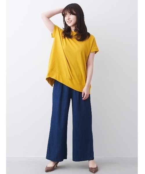 IEDIT(イディット)の「IEDIT コットン100%の強撚かのこを使ったバックリボントップス(Tシャツ/カットソー・レディース・イエロー/パープル・XX-LARGE/SMALL/LARGE/X-LARGE/XXX-LARGE)」の4枚目の写真