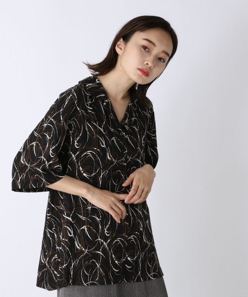 JEANASIS（ジーナシス）の「アソートカイキンシャツSS/957935（シャツ/ブラウス・レディース・オフホワイト/ブラック系その他/パープル系その他/グリーン・FREE）」の3枚目の写真