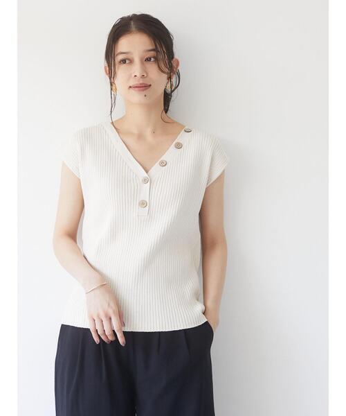 Sugar spoon(シュガースプーン)の「・SUGAR SPOON 2wayフレンチコットンニット*(ニット/セーター・レディース・ライトカーキ/ブラウン/ブラック/チャコールグレー/モカ/アイボリー・FREE)」の16枚目の写真