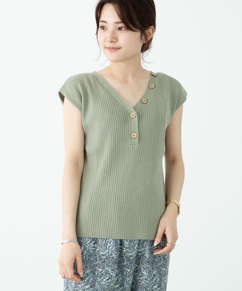 Sugar spoon(シュガースプーン)の「・SUGAR SPOON 2wayフレンチコットンニット*(ニット/セーター・レディース・ライトカーキ/ブラウン/ブラック/チャコールグレー/モカ/アイボリー・FREE)」の6枚目の写真