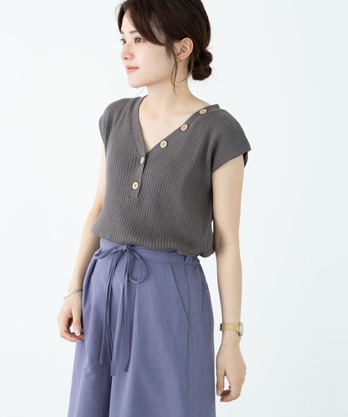 Sugar spoon(シュガースプーン)の「・SUGAR SPOON 2wayフレンチコットンニット*(ニット/セーター・レディース・ライトカーキ/ブラウン/ブラック/チャコールグレー/モカ/アイボリー・FREE)」の4枚目の写真