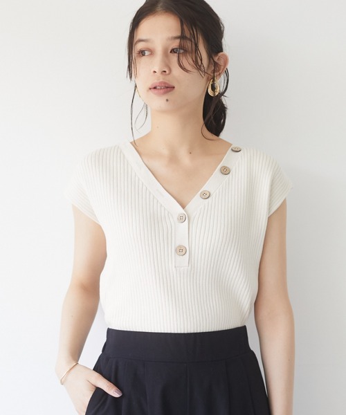 Sugar spoon(シュガースプーン)の「・SUGAR SPOON 2wayフレンチコットンニット*(ニット/セーター・レディース・ライトカーキ/ブラウン/ブラック/チャコールグレー/モカ/アイボリー・FREE)」の2枚目の写真