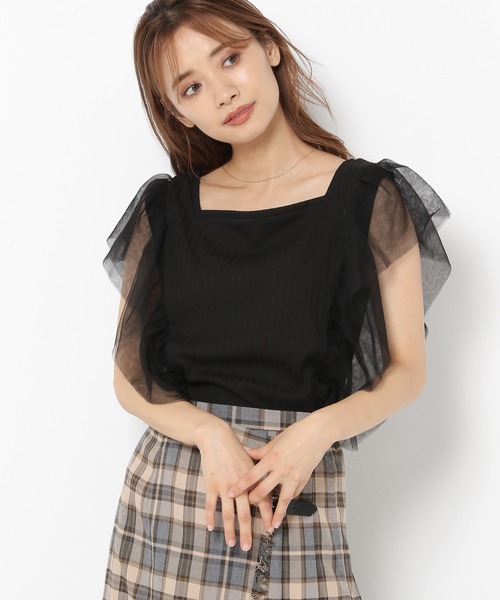 mysty woman（ミスティウーマン）の「サイドチュール2WAYプルオーバー 218379（Tシャツ/カットソー・レディース・ブラック/アイボリー/イエロー系その他・FREE）」の2枚目の写真