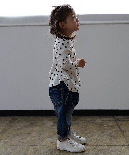 quoti use fith（クゥオティ　ユース　フィス）の「ポコポコドットジャガード 長袖 Tシャツ（Tシャツ/カットソー・キッズ・ホワイト/チャコールグレー/ピンク・110/80/120/130/90/100）」の8枚目の写真