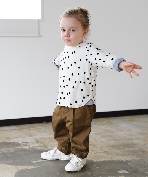 quoti use fith（クゥオティ　ユース　フィス）の「ポコポコドットジャガード 長袖 Tシャツ（Tシャツ/カットソー・キッズ・ホワイト/チャコールグレー/ピンク・110/80/120/130/90/100）」の11枚目の写真