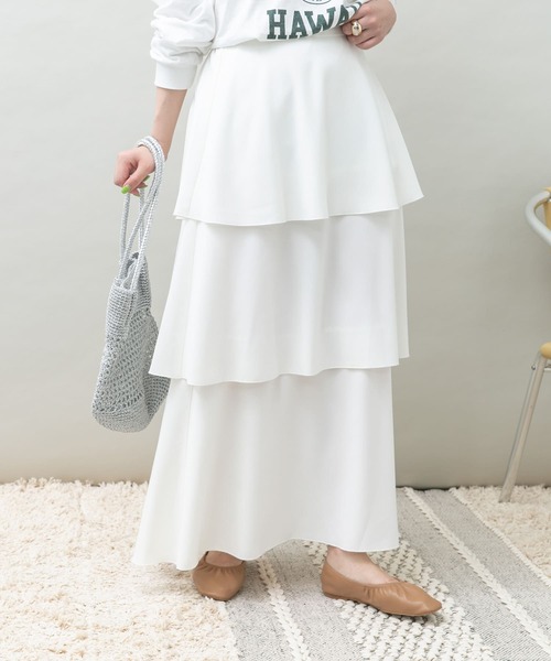 UR Lab.（アーバンリサーチラボ）の「ティアードスカート（スカート・レディース・ブラック/オフホワイト/グリーン・FREE）」の2枚目の写真